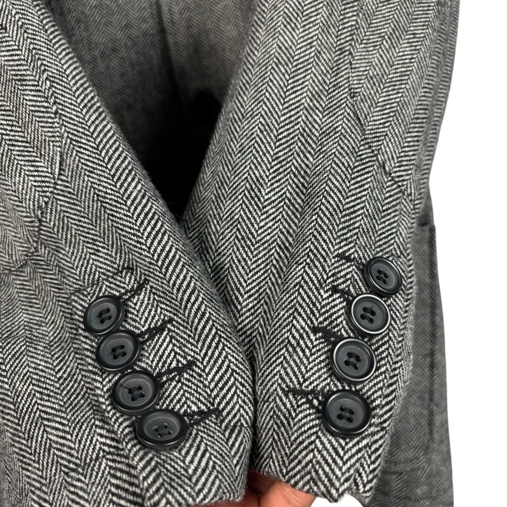 Alan Flusser Sport Coat Herringbone Elbow Patch Wool Blend Blazer Jacket 38S